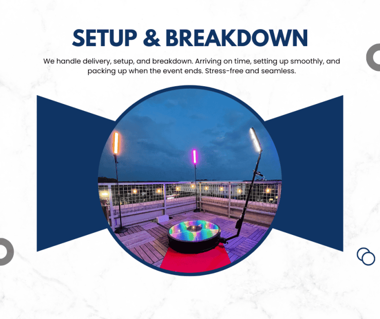 Professional 360 photo booth setup and breakdown