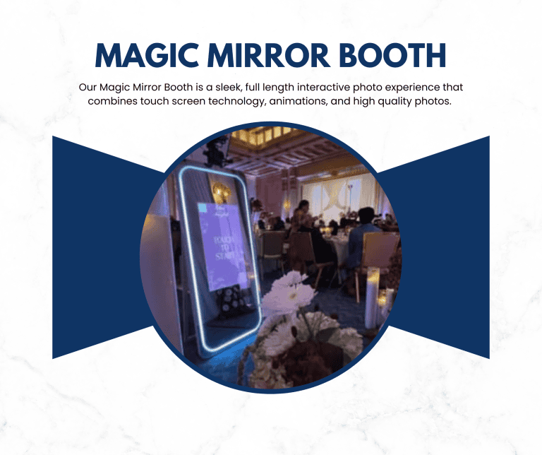 Interactive Magic Mirror Photo Booth with touchscreen technology.