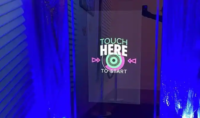 Interactive photo booth with ring light for events in Atlanta.