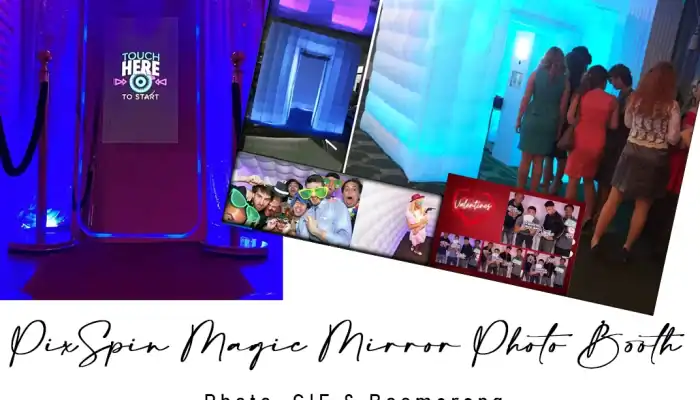PixSpin360 photo booth with magic mirror at event in Atlanta.