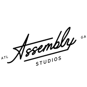 Assembly Studios logo featuring PixSpin360 photo booth activation for Grand Opening.