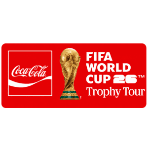 FIFA World Cup 26 Trophy Tour logo featuring PixSpin360 photo booth activations.